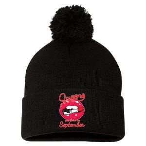 Queens Are Born in September Lipstick Pom Pom 12in Knit Beanie