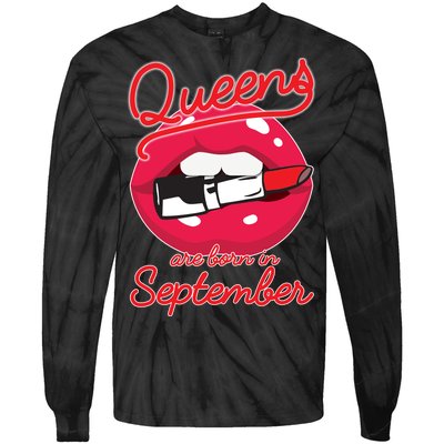 Queens Are Born in September Lipstick Tie-Dye Long Sleeve Shirt