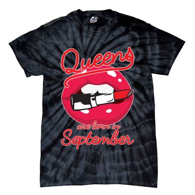 Queens Are Born in September Lipstick Tie-Dye T-Shirt