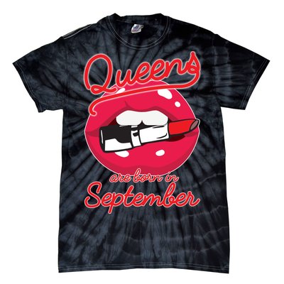 Queens Are Born in September Lipstick Tie-Dye T-Shirt