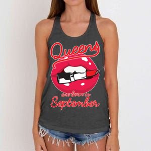 Queens Are Born in September Lipstick Women's Knotted Racerback Tank