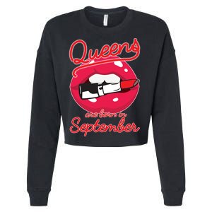 Queens Are Born in September Lipstick Cropped Pullover Crew