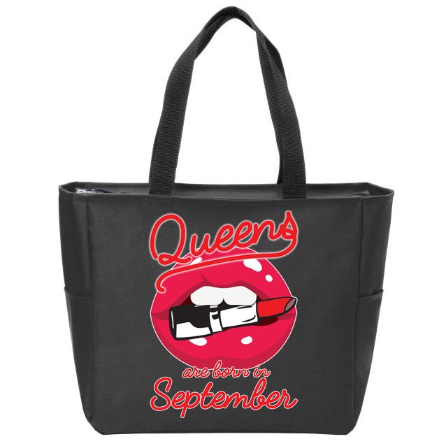 Queens Are Born in September Lipstick Zip Tote Bag