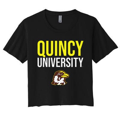 Quincy University Hawks Stacked Women's Crop Top Tee