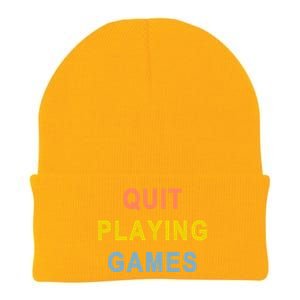 Quit Playing Games Knit Cap Winter Beanie