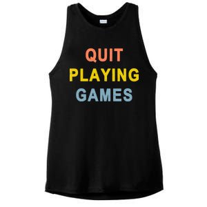 Quit Playing Games Ladies PosiCharge Tri-Blend Wicking Tank