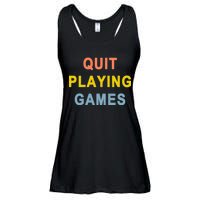 Quit Playing Games Ladies Essential Flowy Tank