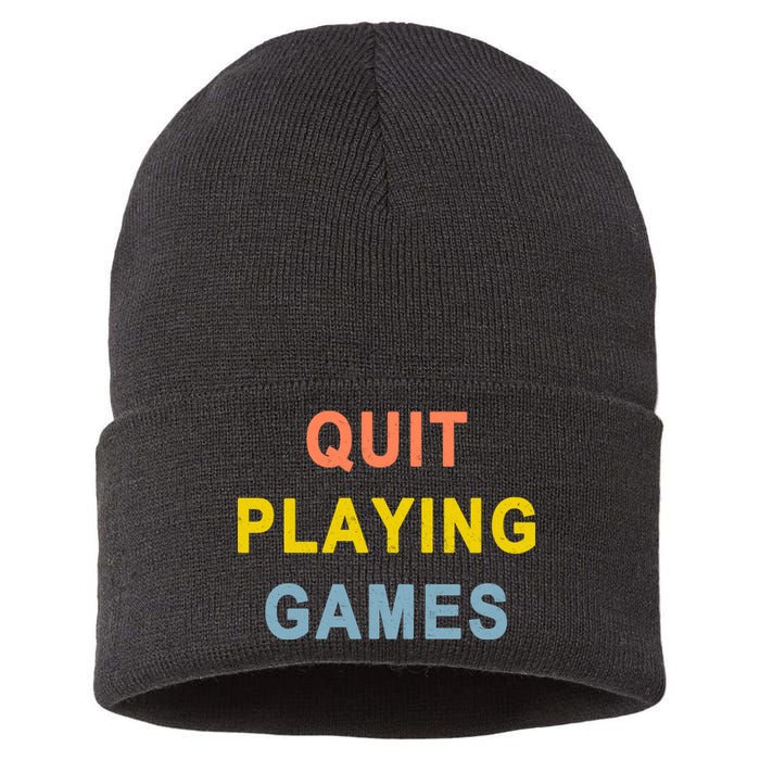 Quit Playing Games Sustainable Knit Beanie