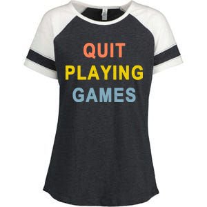 Quit Playing Games Enza Ladies Jersey Colorblock Tee