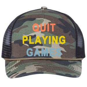 Quit Playing Games Retro Rope Trucker Hat Cap