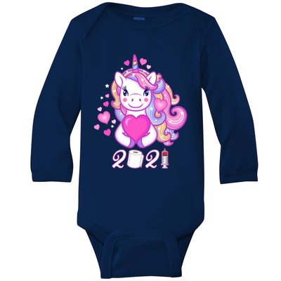 Quarantine Valentine's Day Unicorn Lover Gift Cute Gift Baby Long Sleeve Bodysuit