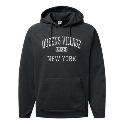 Queens Village New York Queens NY Vintage Performance Fleece Hoodie