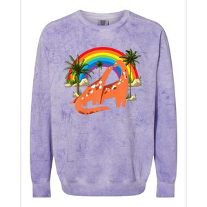 Queer Was Always Here Cute LGBT Gay Dinosaurs Colorblast Crewneck Sweatshirt