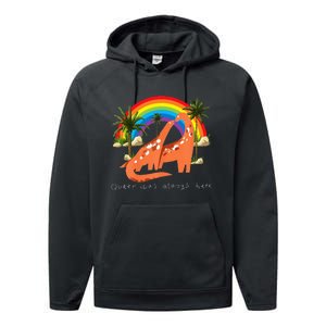 Queer Was Always Here Cute LGBT Gay Dinosaurs Performance Fleece Hoodie