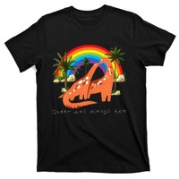 Queer Was Always Here Cute LGBT Gay Dinosaurs T-Shirt