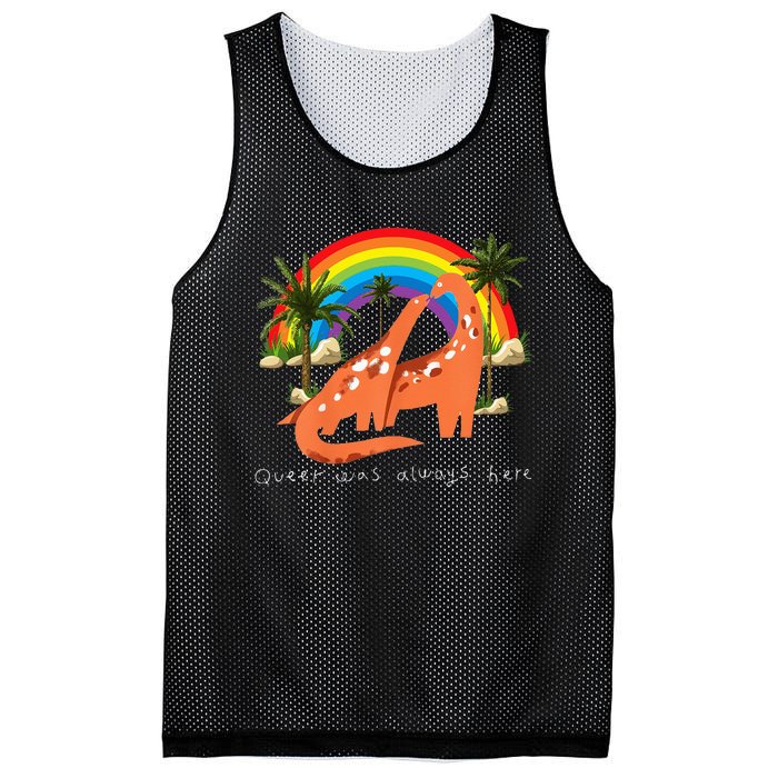 Queer Was Always Here Cute LGBT Gay Dinosaurs Mesh Reversible Basketball Jersey Tank