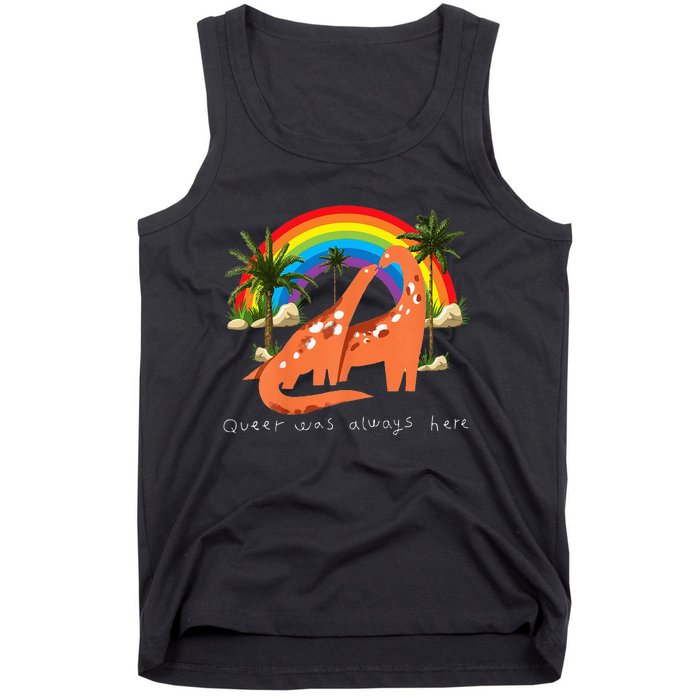 Queer Was Always Here Cute LGBT Gay Dinosaurs Tank Top