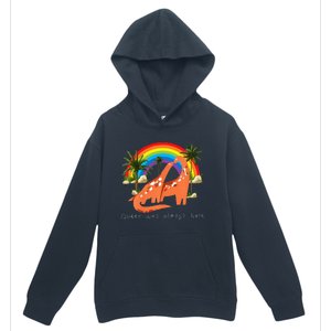 Queer Was Always Here Cute LGBT Gay Dinosaurs Urban Pullover Hoodie