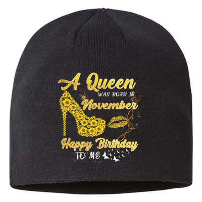 Queen Was Born In November Funny Sunflower Birthday Gifts Sustainable Beanie