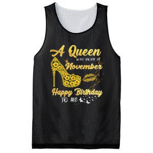 Queen Was Born In November Funny Sunflower Birthday Gifts Mesh Reversible Basketball Jersey Tank