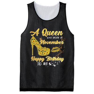 Queen Was Born In November Funny Sunflower Birthday Gifts Mesh Reversible Basketball Jersey Tank