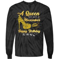 Queen Was Born In November Funny Sunflower Birthday Gifts Tie-Dye Long Sleeve Shirt