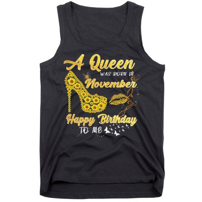 Queen Was Born In November Funny Sunflower Birthday Gifts Tank Top