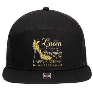 Queen Was Born In November Happy Birthday To Me Crown Shoes 7 Panel Mesh Trucker Snapback Hat