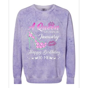 Queen was born in January Cute Funny Happy Birthday Gifts Colorblast Crewneck Sweatshirt