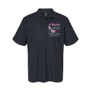 Queen was born in January Cute Funny Happy Birthday Gifts Softstyle Adult Sport Polo