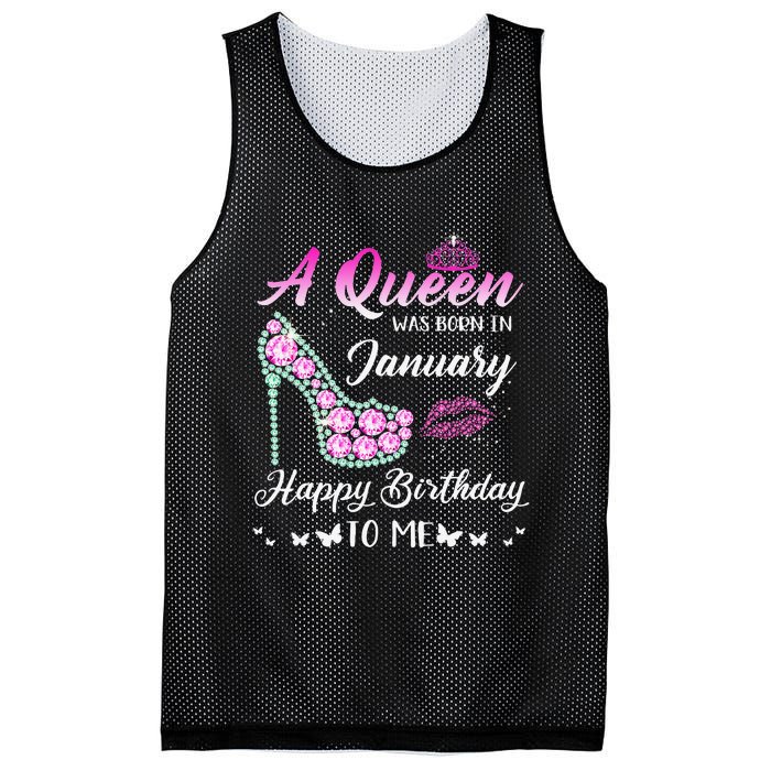 Queen was born in January Cute Funny Happy Birthday Gifts Mesh Reversible Basketball Jersey Tank