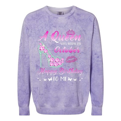 Queen Was Born In October Cute Funny Happy Birthday Gifts Colorblast Crewneck Sweatshirt