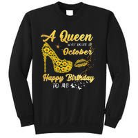 Queen Was Born In October Funny Sunflower Birthday Gifts Sweatshirt