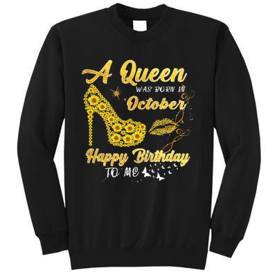 Queen Was Born In October Funny Sunflower Birthday Gifts Sweatshirt