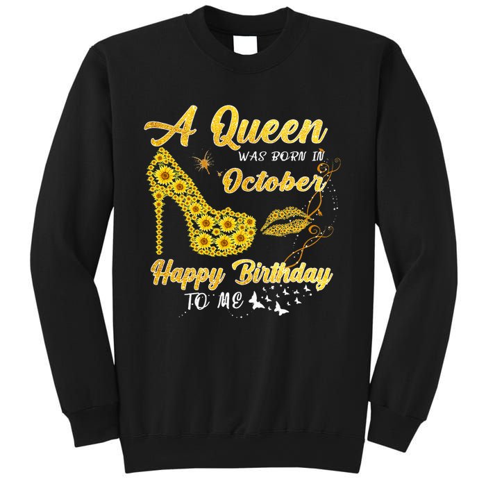 Queen Was Born In October Funny Sunflower Birthday Gifts Sweatshirt