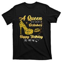 Queen Was Born In October Funny Sunflower Birthday Gifts T-Shirt