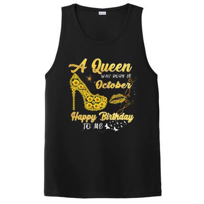 Queen Was Born In October Funny Sunflower Birthday Gifts PosiCharge Competitor Tank