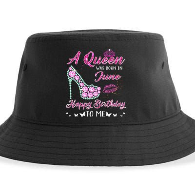 Queen was born in June Cute Funny Happy Birthday Gifts Sustainable Bucket Hat