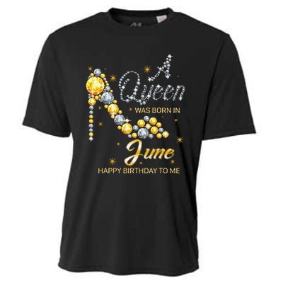 Queen was born in June Funny Birthday Cute June Wo Cooling Performance Crew T-Shirt