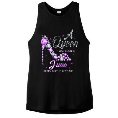 Queen was born in June Funny Birthday Cute June Wo Ladies PosiCharge Tri-Blend Wicking Tank