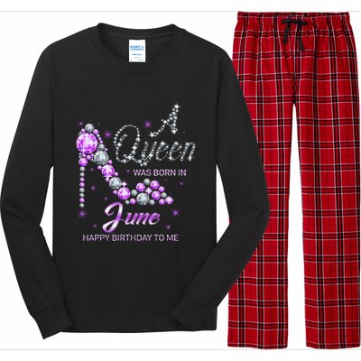 Queen was born in June Funny Birthday Cute June Wo Long Sleeve Pajama Set