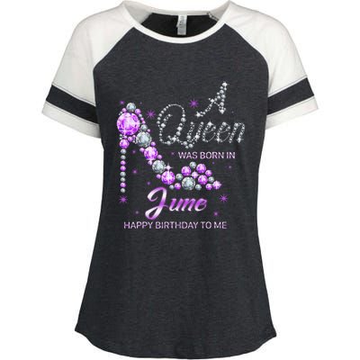 Queen was born in June Funny Birthday Cute June Wo Enza Ladies Jersey Colorblock Tee