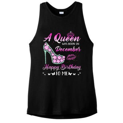 Queen was born in December Cute Funny Happy Birthday Gifts Ladies PosiCharge Tri-Blend Wicking Tank