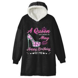 Queen was born in May Cute Funny Happy Birthday Gifts Hooded Wearable Blanket