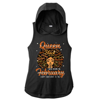 Queen Was Born In February Black History Birthday Juneteenth Ladies PosiCharge Tri-Blend Wicking Draft Hoodie Tank