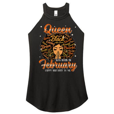 Queen Was Born In February Black History Birthday Juneteenth Women’s Perfect Tri Rocker Tank