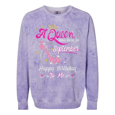 Queen was Born in September Cute Funny Happy Birthday Gift Colorblast Crewneck Sweatshirt