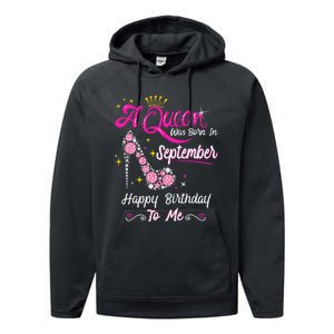 Queen was Born in September Cute Funny Happy Birthday Gift Performance Fleece Hoodie