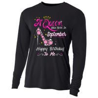 Queen was Born in September Cute Funny Happy Birthday Gift Cooling Performance Long Sleeve Crew