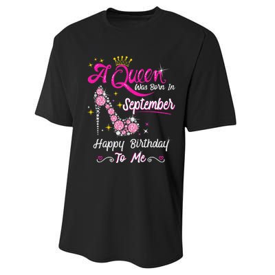 Queen was Born in September Cute Funny Happy Birthday Gift Performance Sprint T-Shirt